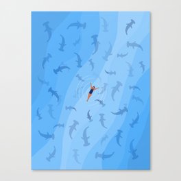 Shark Beach Swimmer  Canvas Print