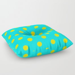 Amazing Blue Yellow Polka Dot Pattern Floor Pillow