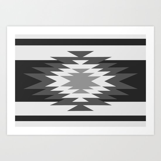 Aztec - black and white Art Print