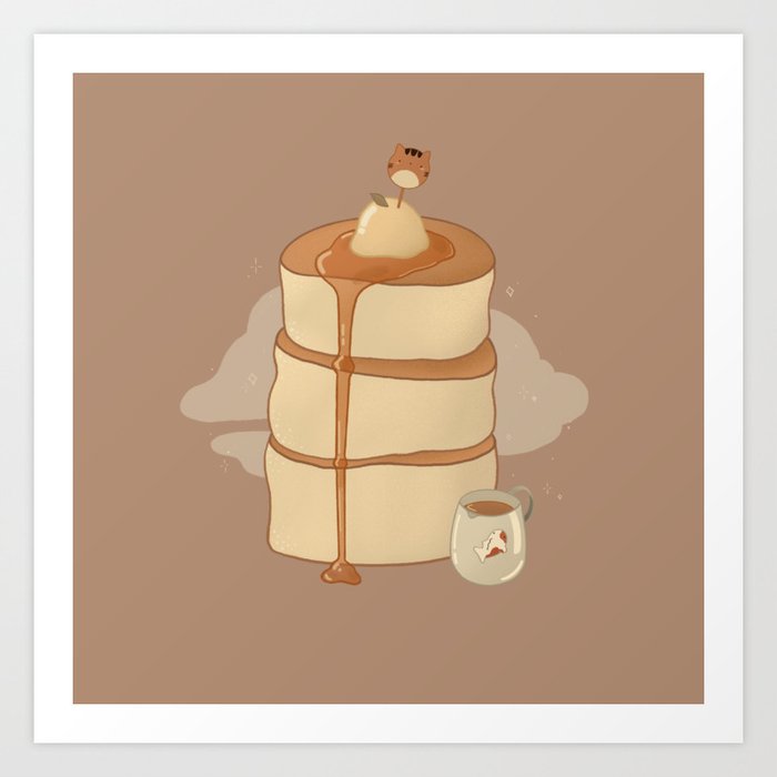 Cat Souffle Pancake Art Print
