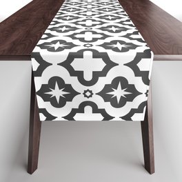 Dark Grey Ornamental Arabic Pattern Table Runner