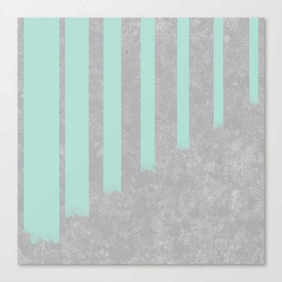 Soft cyan stripes on concrete Canvas Print