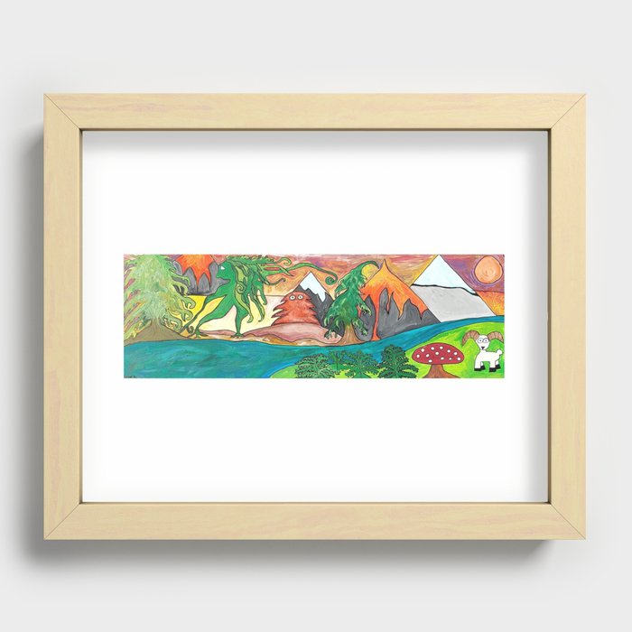 Moss Woman Enters the Volcano Woods Recessed Framed Print