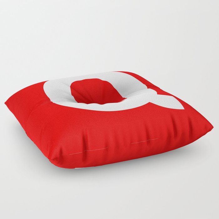 Letter Q (White & Red) Floor Pillow