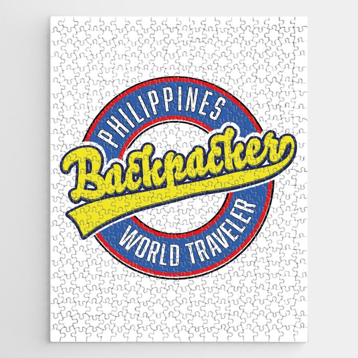 Philippines backpacker world traveler logo. Jigsaw Puzzle