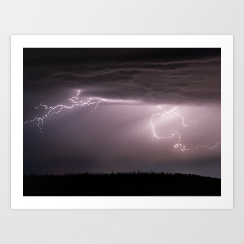 Summer Lightning Storm On The Prairie Vi Nature Landscape Art Print