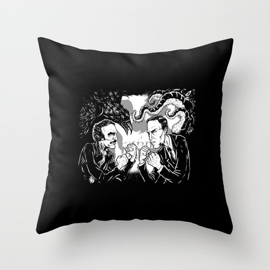Poe vs. Lovecraft Throw Pillow