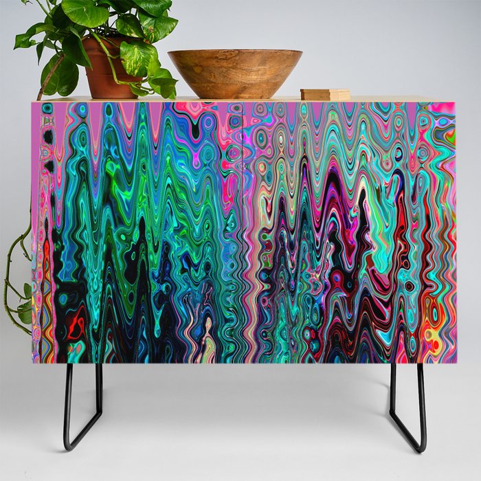 Colorful Psychedelic Distorted Paint Credenza