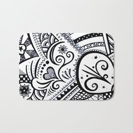 Zentangle Bath Mat | Abstract, Illustration, Black and White 