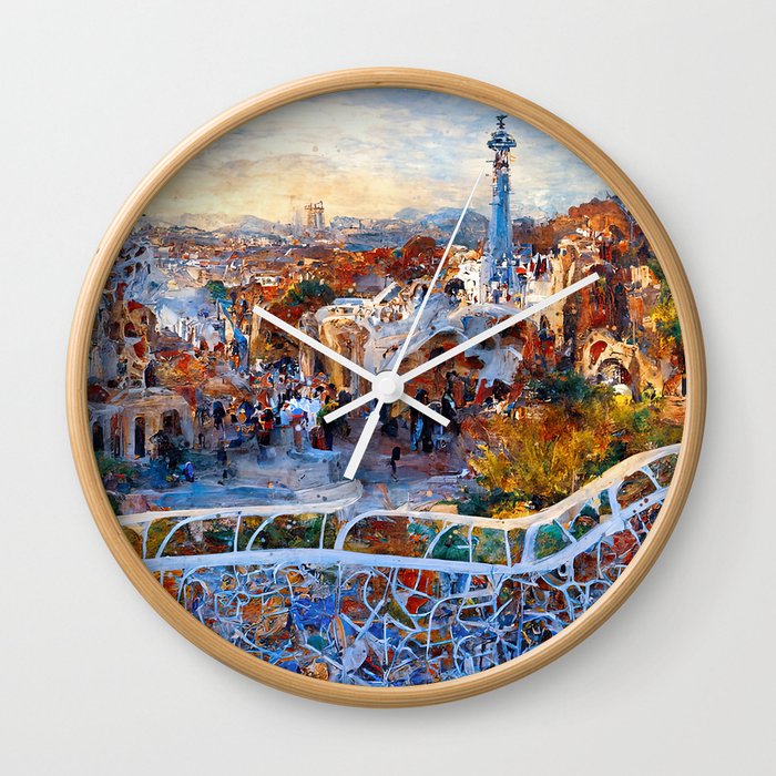 Barcelona, Panorama from Parc Guell Wall Clock