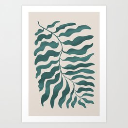 Staghorn Fern Leaf Abstract in Lagoon Green Art Print
