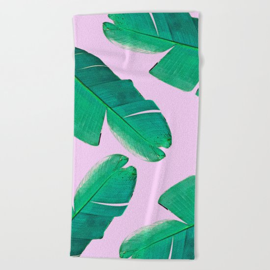 Banana Palm, muck and teal Beach Towel