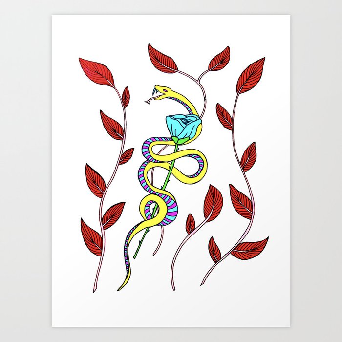 Serpent and a Rose Art Print