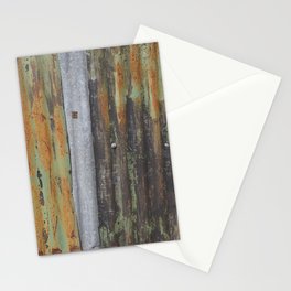 corrugated rusty metal fence paint texture Stationery Cards