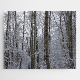 Snow Laden Winter Tree Trunks  Jigsaw Puzzle