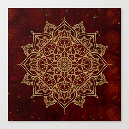 Deep Red & Gold Mandala Canvas Print