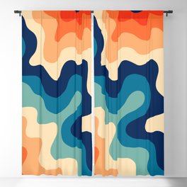 Retro 70s and 80s Abstract Soft Layers Swirl Pattern Waves Art Vintage Color Palette 3 Blackout Curtain