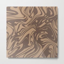 Brown Cappuccino Liquid Marble Swirl Abstract Pattern Metal Print