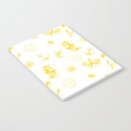 Yellow Silhouettes Of Vintage Nautical Pattern Notebook