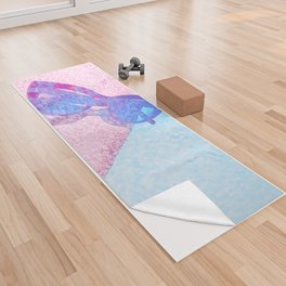 glasses poolside pink and blue impressionism painted realistic still life Yoga Towel