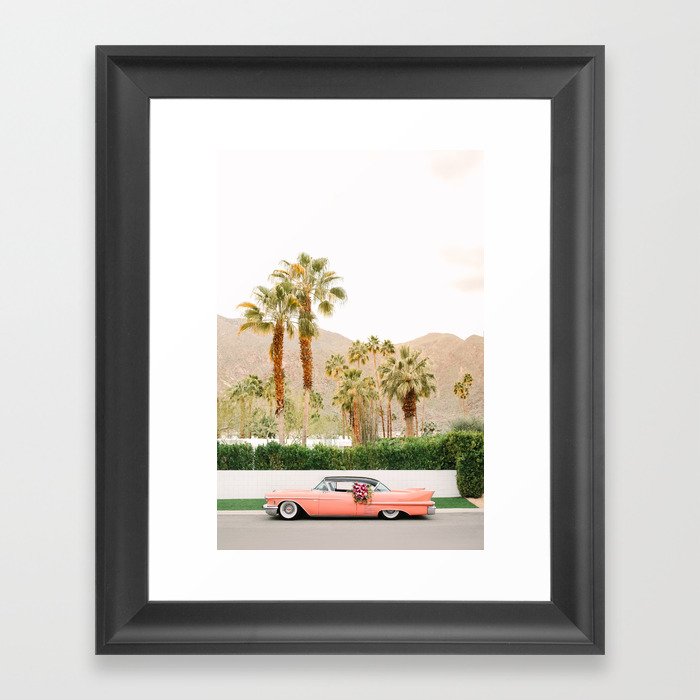 Classic Pink Car in Palm Springs Framed Art Print