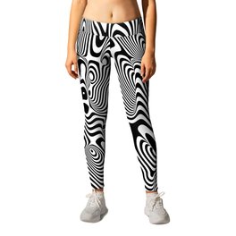 Trippy Background Leggings | Black and White, Pattern, Abstract, Curated, Pop Art 