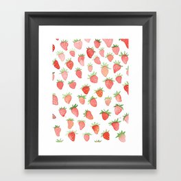 Watercolor Strawberries Framed Art Print