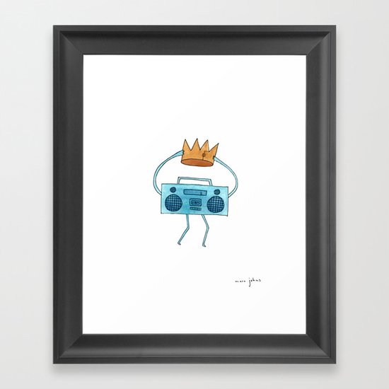 boombox holding a paper crown Framed Art Print