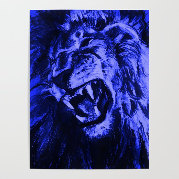 Panthera Leo Carboneum - Blue Poster