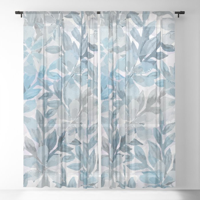 watercolor Botanical garden II Sheer Curtain