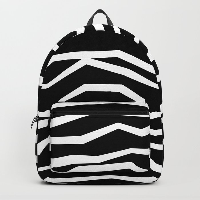 Wavy zig zag lines edgy black and white Backpack
