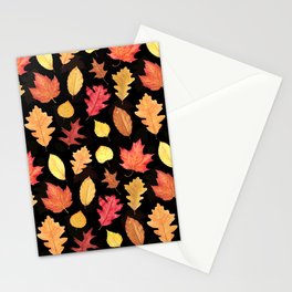 Autumn Leaves - black Stationery Cards
