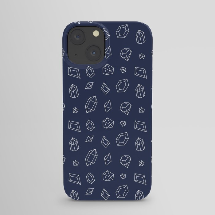 Navy Blue and White Gems Pattern iPhone Case