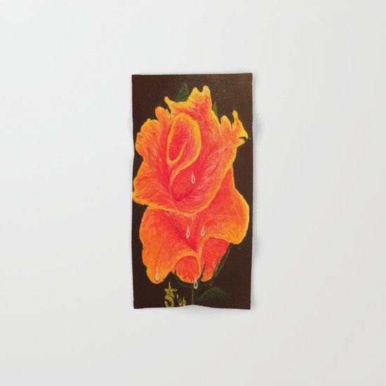 Orange Dream Rose in Acrylic Hand & Bath Towel