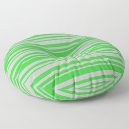 [ Thumbnail: Lime Green & Grey Colored Lined/Striped Pattern Floor Pillow ]