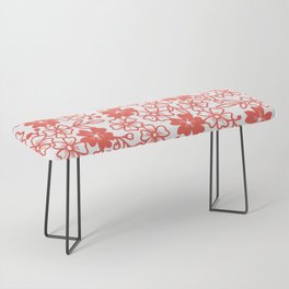 Sakura flower silhouettes in coral red and white Bench