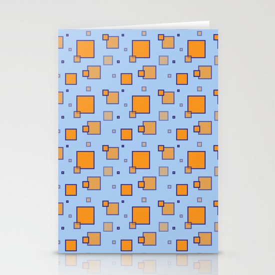 Orange and Blue Squares Stationery Cards