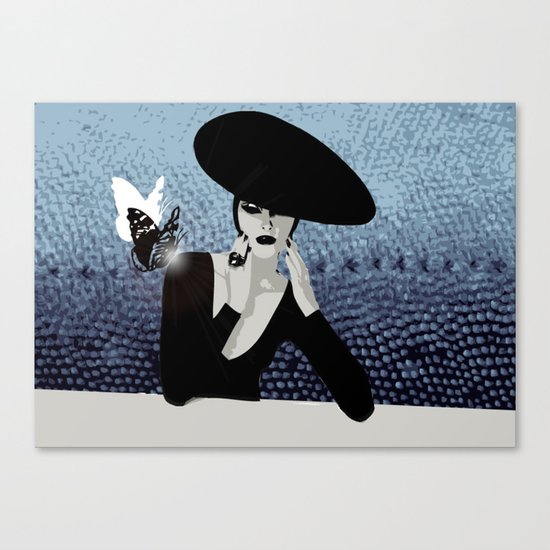 butterfly and woman Canvas Print