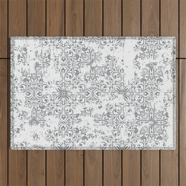 Seamless vintage rug with an effect of attrition. Damask carpet. Hand drawn seamless abstract pattern with eastern motifs. Vintage illustration Outdoor Rug
