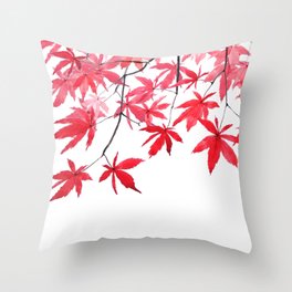 red maple leaves watercolor painting 2 Throw Pillow