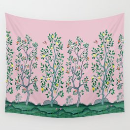 Citrus Grove Chinoiserie Mural in Pink Wall Tapestry
