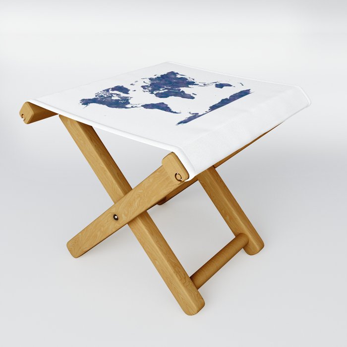 world map in watercolor blue color Folding Stool