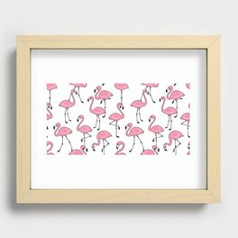 Flamingo seamless pattern vintage pink Flamingos exotic bird tropical scarf isolated tile background repeat wallpaper cartoon illustration doodle Recessed Framed Print