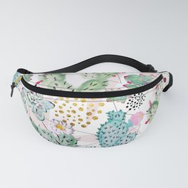 Modern triangles and hand paint cactus pattern Fanny Pack
