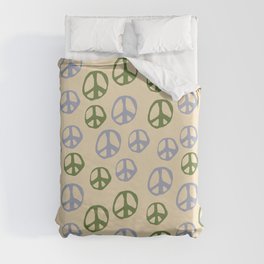 Hand-drawn Peace Symbol Pattern Duvet Cover | Groovy, Hippie, Peace Symbol, Drawing, Minimalism, Retro, Activist, Peace, Happy, Happiness 