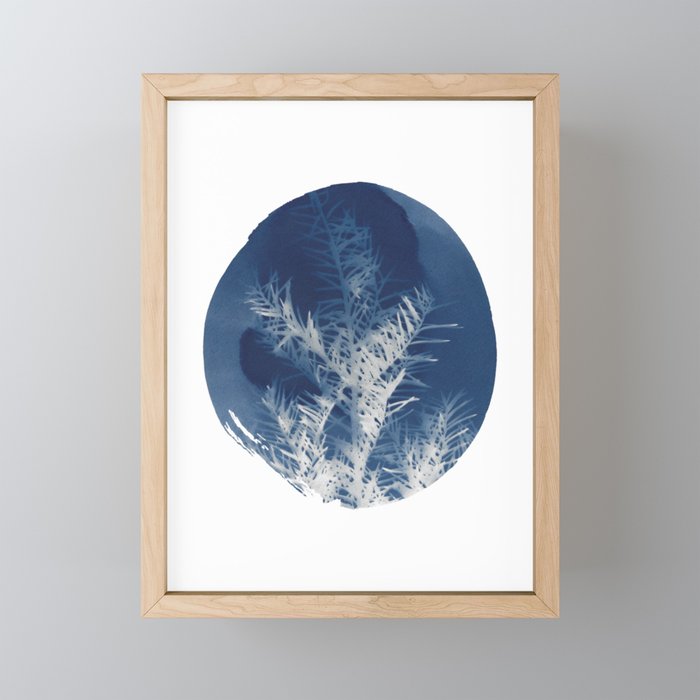 Jackie Partridge Art - Pine Branch Cyanotype Framed Mini Art Print