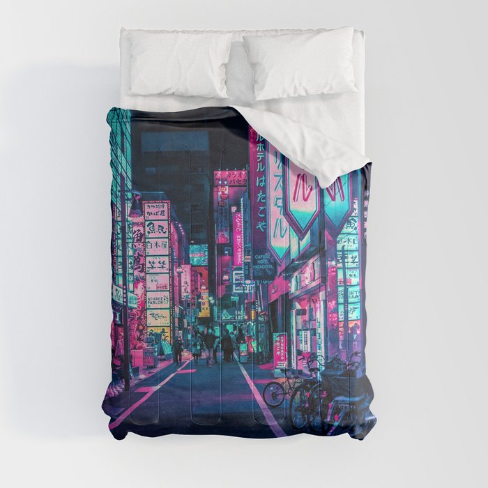 A Neon Wonderland called Tokyo Comforter by HimanshiShah | Society6
