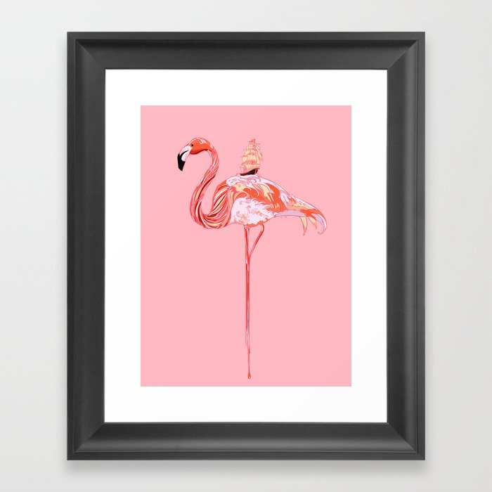 Flamingo & Sea Framed Art Print