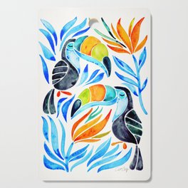 Tropical Toucans – Blue Leaves Cutting Board