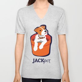 "Jackpot: Jack RussellTerrier Pop Art Puppy V Neck T Shirt